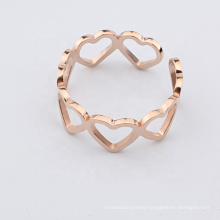 Stainless Steel Rose Gold Heart Shape Finger Adjustable Ring Jewelry Anillo De Bodas